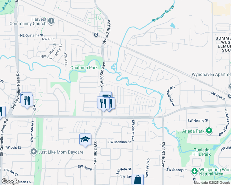 map of restaurants, bars, coffee shops, grocery stores, and more near 309 Southwest 203rd Terrace in Beaverton