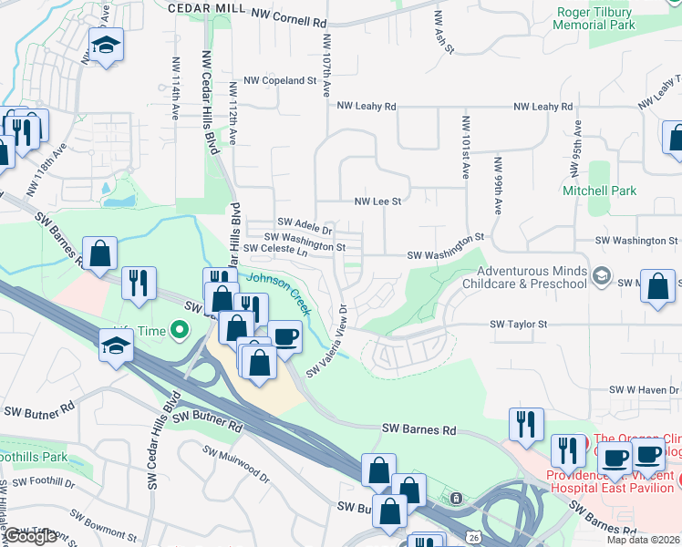 map of restaurants, bars, coffee shops, grocery stores, and more near 290 Southwest Valeria View Drive in Portland