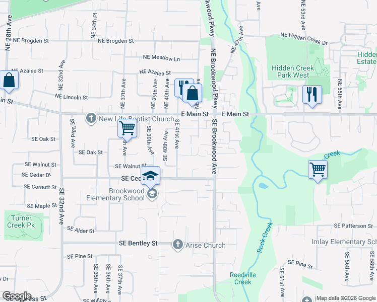 map of restaurants, bars, coffee shops, grocery stores, and more near 357 Southeast 43rd Avenue in Hillsboro