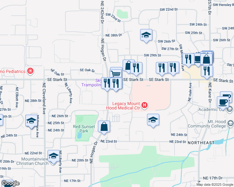 map of restaurants, bars, coffee shops, grocery stores, and more near 2897 Northeast Rene Avenue in Gresham