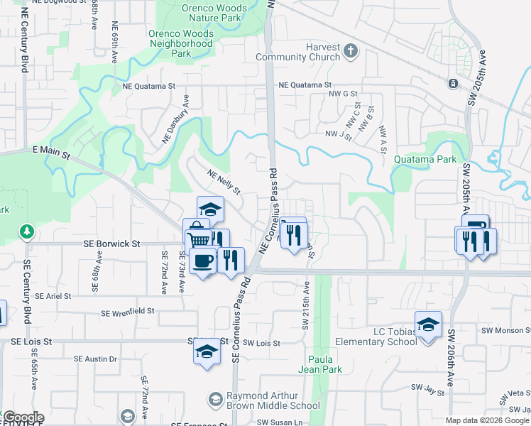map of restaurants, bars, coffee shops, grocery stores, and more near 273 Northeast 78th Avenue in Hillsboro