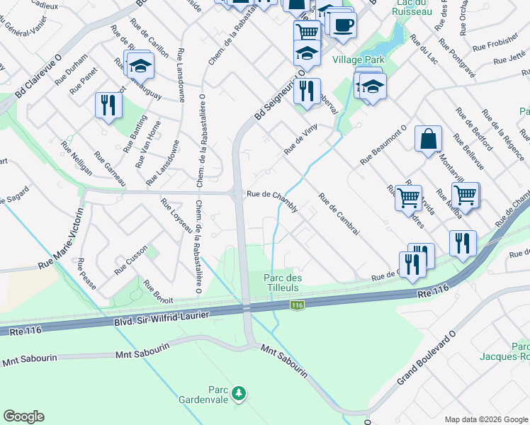 map of restaurants, bars, coffee shops, grocery stores, and more near 800 Rue des Tilleuls in St-Bruno-de-Montarville