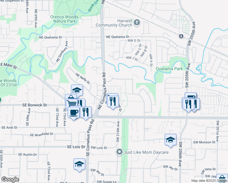 map of restaurants, bars, coffee shops, grocery stores, and more near 144 Northeast 79th Avenue in Beaverton