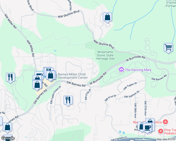 map of restaurants, bars, coffee shops, grocery stores, and more near 7087 Southwest Windemere Loop in Portland