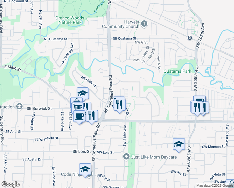 map of restaurants, bars, coffee shops, grocery stores, and more near 273 Northeast 78th Avenue in Hillsboro