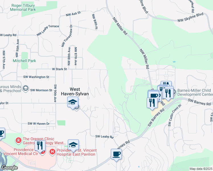 map of restaurants, bars, coffee shops, grocery stores, and more near 280 Southwest Moonridge Place in Portland