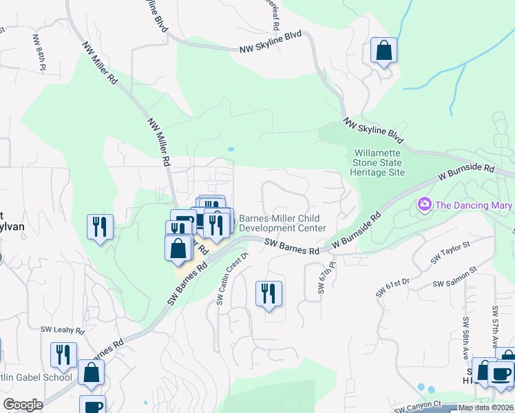 map of restaurants, bars, coffee shops, grocery stores, and more near 6939 Southwest Windemere Loop in Portland