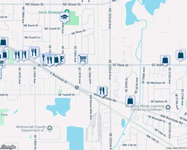 map of restaurants, bars, coffee shops, grocery stores, and more near 789 Southeast 199th Avenue in Portland