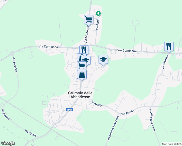 map of restaurants, bars, coffee shops, grocery stores, and more near 16 Via Ole in Grumolo delle Abbadesse
