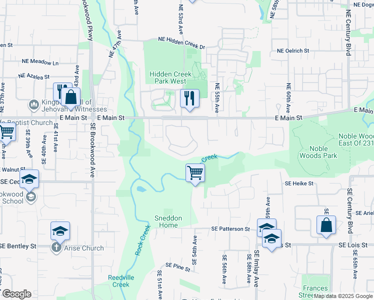map of restaurants, bars, coffee shops, grocery stores, and more near 5300 West Baseline Road in Hillsboro