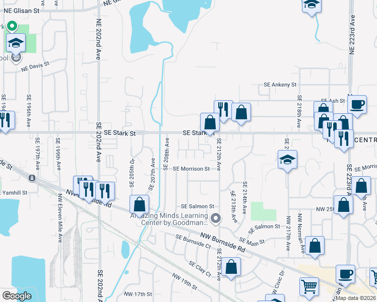 map of restaurants, bars, coffee shops, grocery stores, and more near 21016 Southeast Stark Street in Gresham