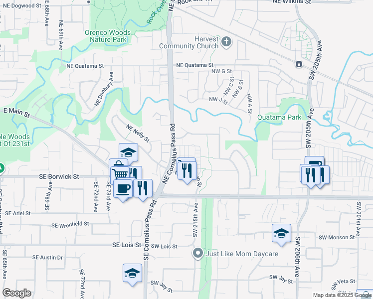 map of restaurants, bars, coffee shops, grocery stores, and more near 144 Northeast 79th Avenue in Beaverton