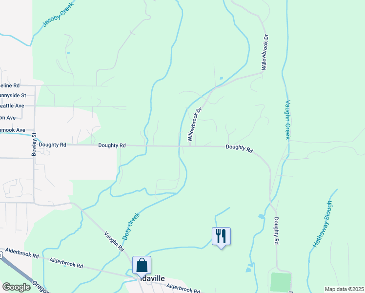map of restaurants, bars, coffee shops, grocery stores, and more near 8650 Doughty Road in Bay City