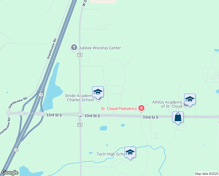 map of restaurants, bars, coffee shops, grocery stores, and more near 4386 32nd Street South in St. Cloud