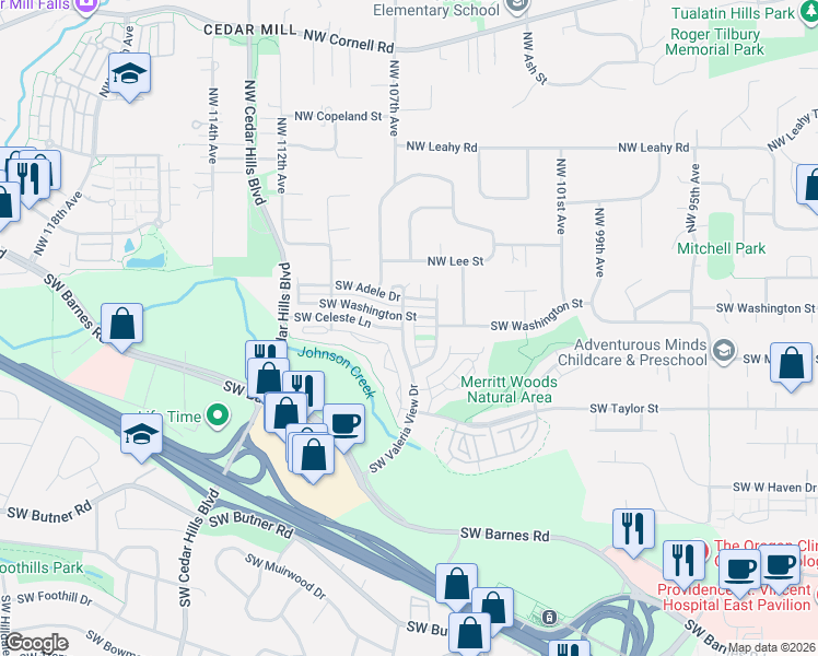 map of restaurants, bars, coffee shops, grocery stores, and more near 529 Southwest Valeria View Drive in Portland