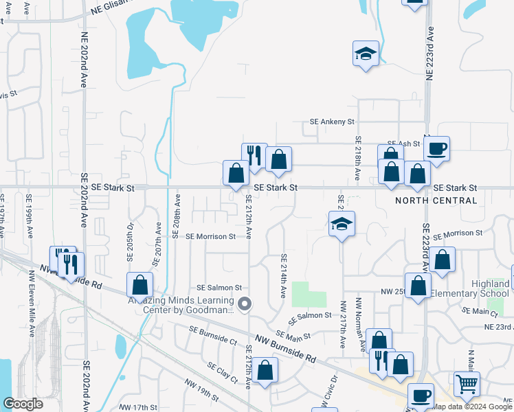 map of restaurants, bars, coffee shops, grocery stores, and more near in Gresham