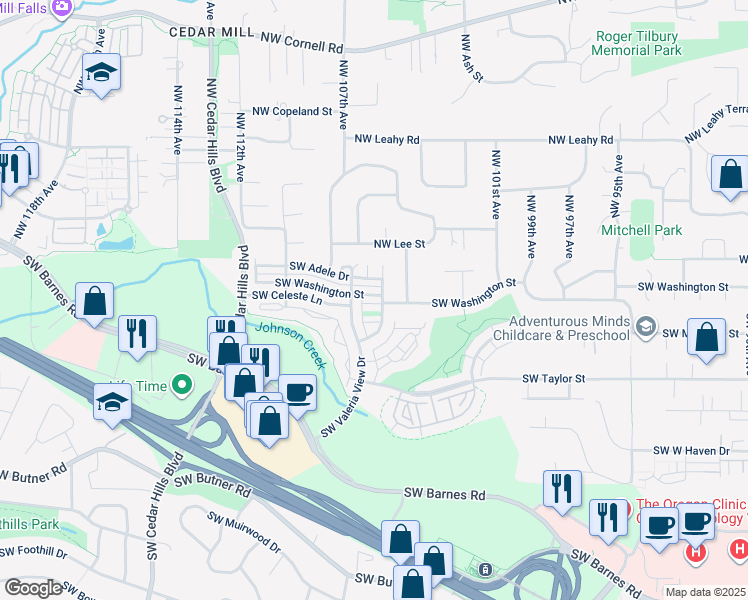 map of restaurants, bars, coffee shops, grocery stores, and more near 85 Southwest 105th Terrace in Portland