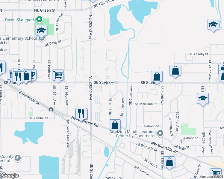 map of restaurants, bars, coffee shops, grocery stores, and more near 503 Southeast 204th Place in Gresham