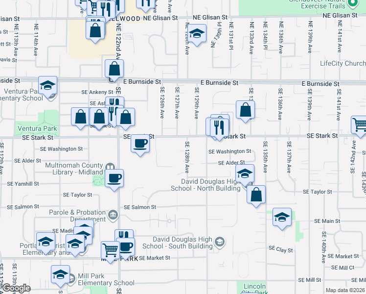 map of restaurants, bars, coffee shops, grocery stores, and more near in Portland