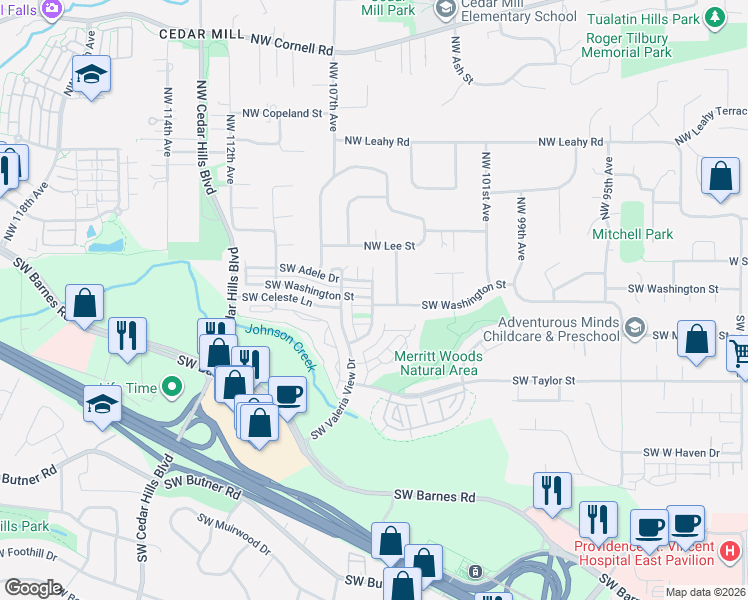 map of restaurants, bars, coffee shops, grocery stores, and more near 85 Southwest 105th Terrace in Portland