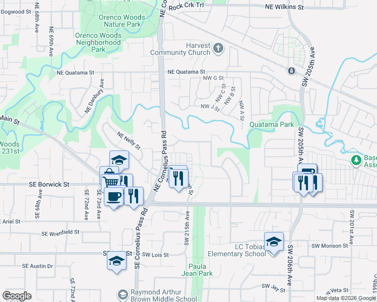map of restaurants, bars, coffee shops, grocery stores, and more near 21459 Southwest Gregory Drive in Beaverton