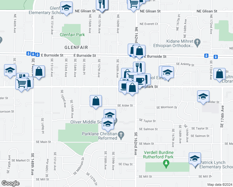 map of restaurants, bars, coffee shops, grocery stores, and more near in Portland