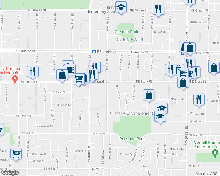 map of restaurants, bars, coffee shops, grocery stores, and more near in Portland
