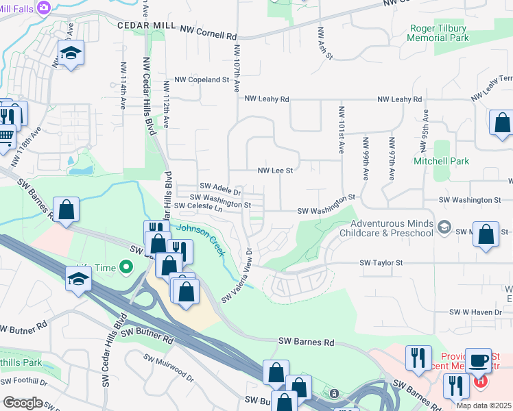 map of restaurants, bars, coffee shops, grocery stores, and more near 85 Southwest 105th Terrace in Portland