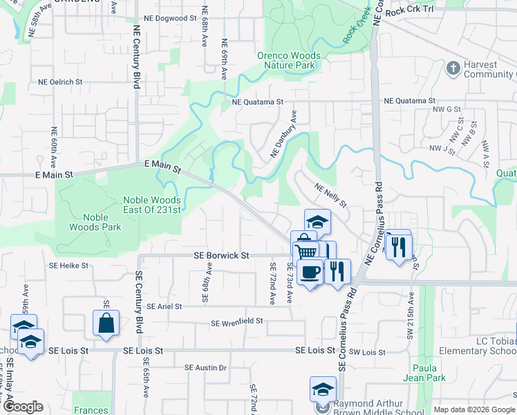 map of restaurants, bars, coffee shops, grocery stores, and more near 7071 Northeast Ridge Drive in Hillsboro