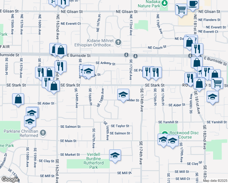 map of restaurants, bars, coffee shops, grocery stores, and more near in Gresham