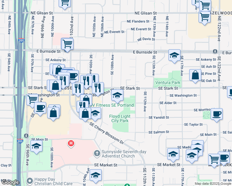 map of restaurants, bars, coffee shops, grocery stores, and more near in Portland