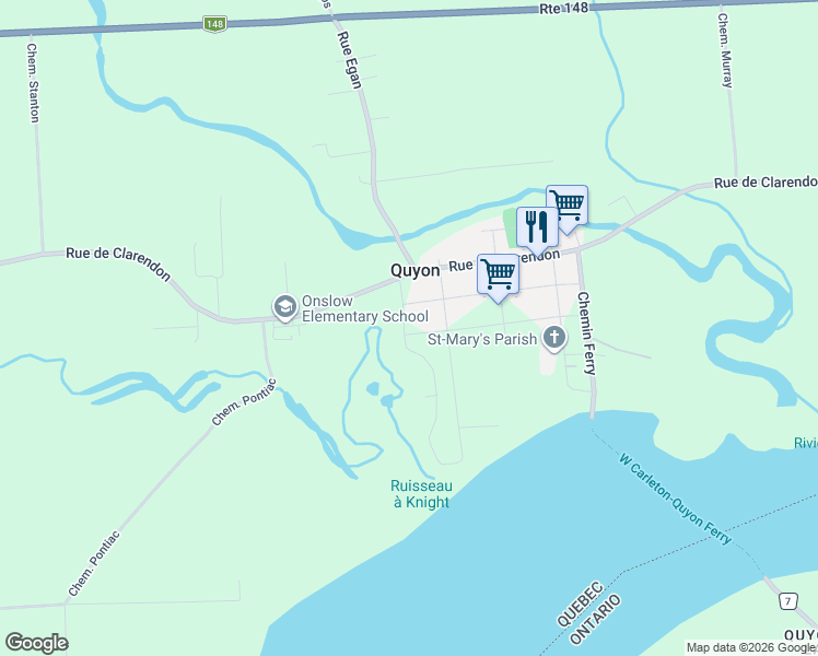 map of restaurants, bars, coffee shops, grocery stores, and more near 08 Rue Bristol in Quyon