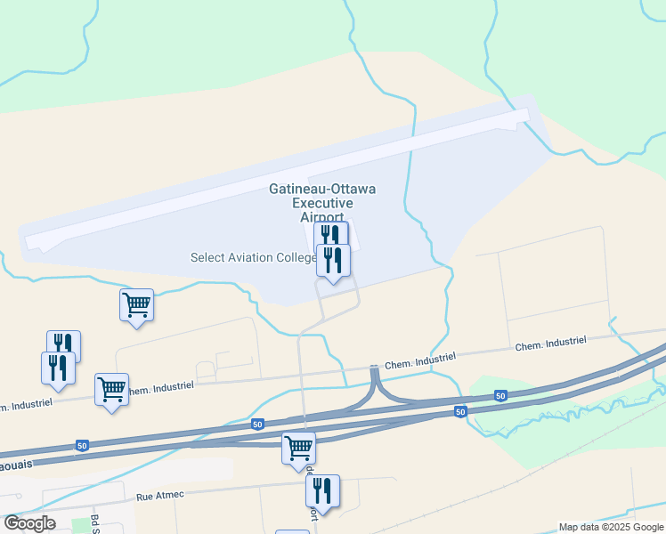 map of restaurants, bars, coffee shops, grocery stores, and more near 1717 Rue Arthur-Fecteau in Gatineau