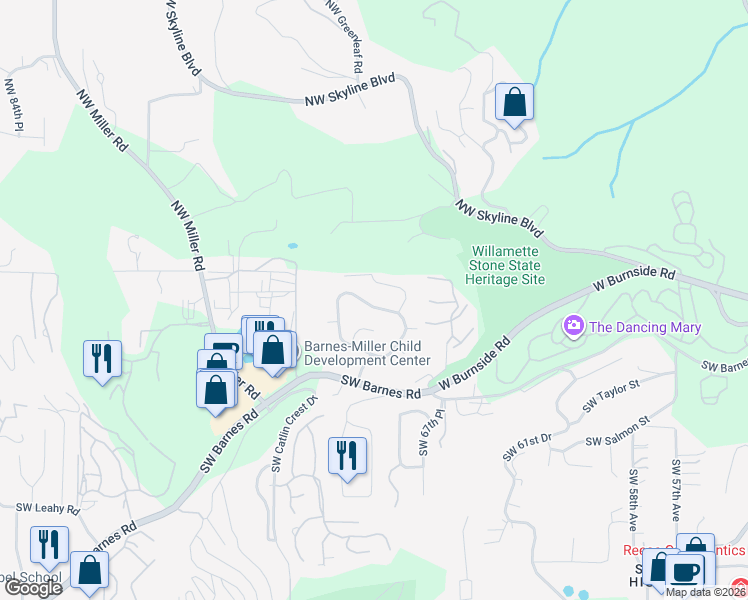 map of restaurants, bars, coffee shops, grocery stores, and more near 35 Southwest 68th Avenue in Portland