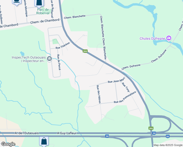map of restaurants, bars, coffee shops, grocery stores, and more near 25 Rue Croteau in Gatineau