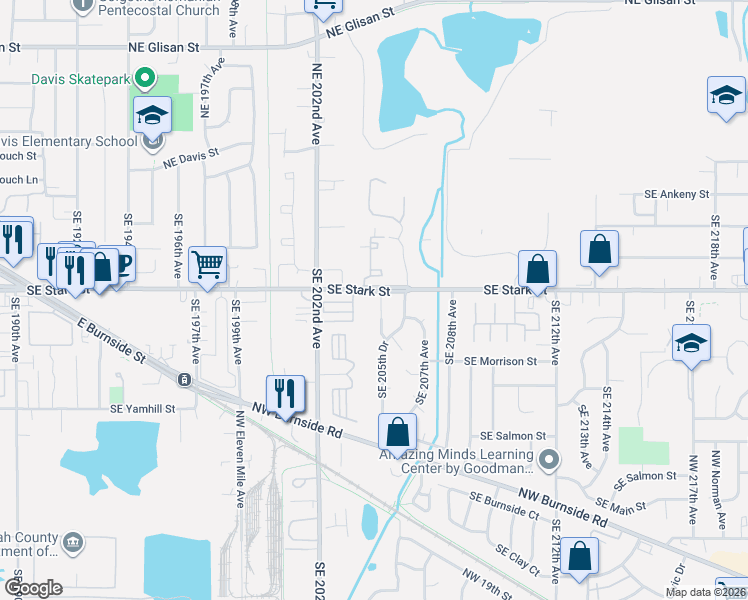map of restaurants, bars, coffee shops, grocery stores, and more near 503 Southeast 204th Place in Gresham