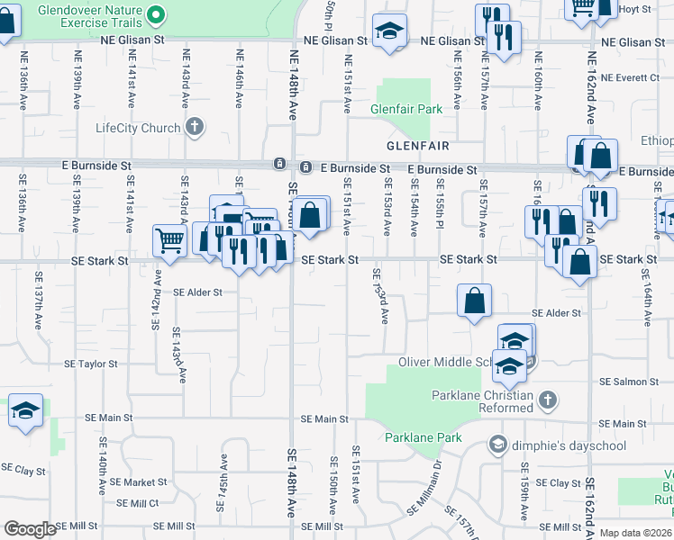 map of restaurants, bars, coffee shops, grocery stores, and more near in Portland
