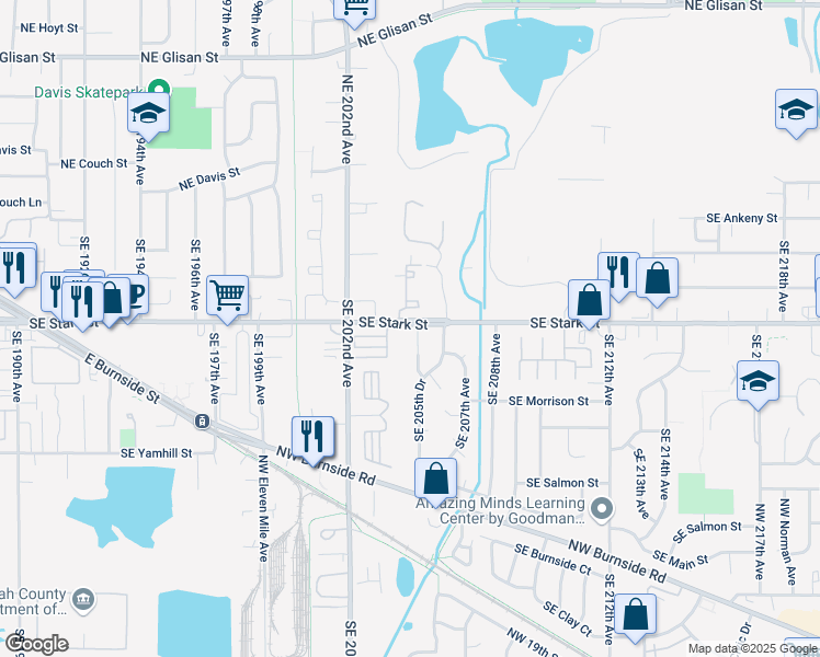 map of restaurants, bars, coffee shops, grocery stores, and more near 503 Southeast 204th Place in Gresham
