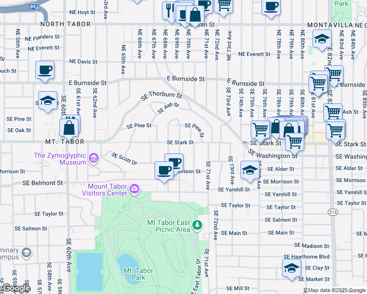 map of restaurants, bars, coffee shops, grocery stores, and more near 514 Southeast 69th Avenue in Portland