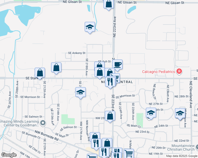 map of restaurants, bars, coffee shops, grocery stores, and more near 21948 Southeast Stark Street in Gresham