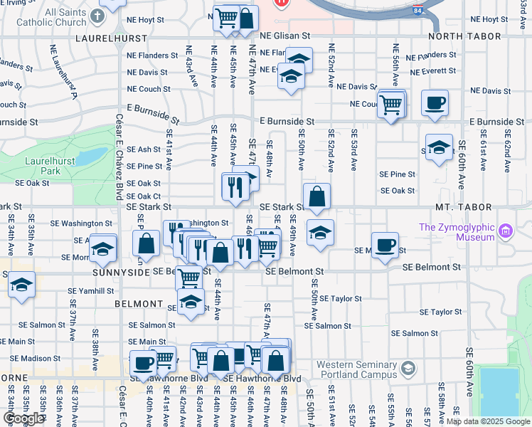 map of restaurants, bars, coffee shops, grocery stores, and more near in Portland