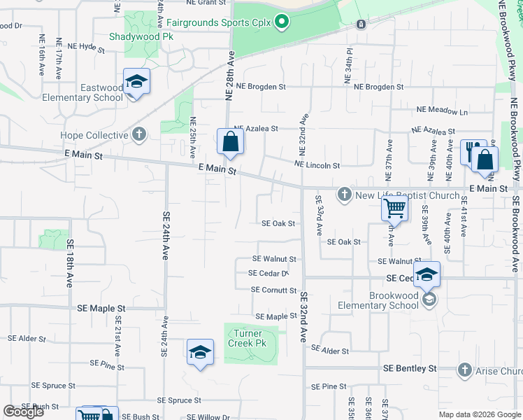 map of restaurants, bars, coffee shops, grocery stores, and more near 324 Southeast 30th Avenue in Hillsboro