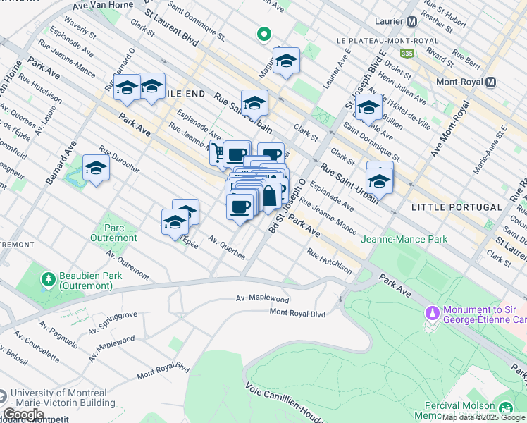map of restaurants, bars, coffee shops, grocery stores, and more near 371 Rue Edouard Charles in Montreal