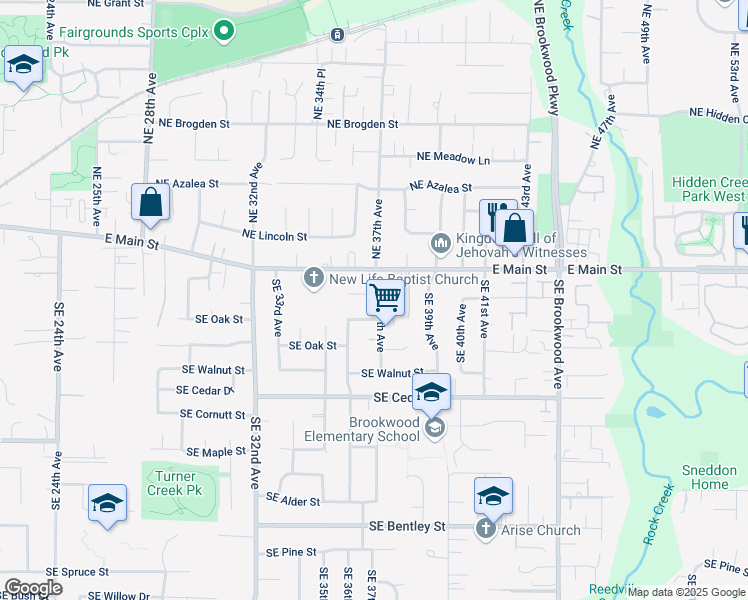 map of restaurants, bars, coffee shops, grocery stores, and more near 3674 SE Russell Ct in Hillsboro