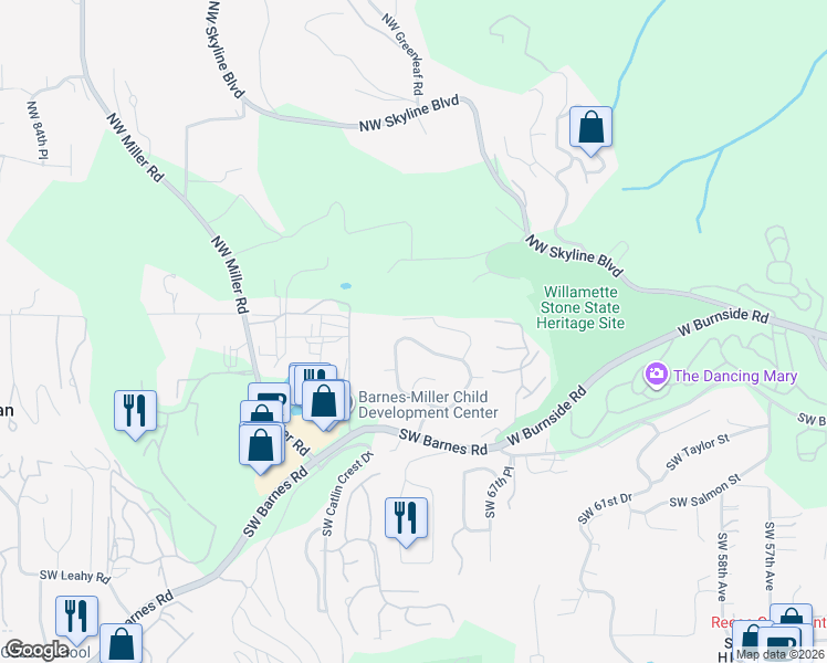 map of restaurants, bars, coffee shops, grocery stores, and more near 6865 Southwest Windemere Loop in Portland