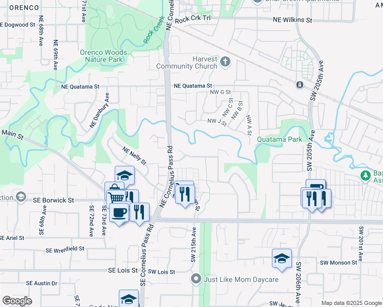 map of restaurants, bars, coffee shops, grocery stores, and more near 21459 Southwest Gregory Drive in Beaverton