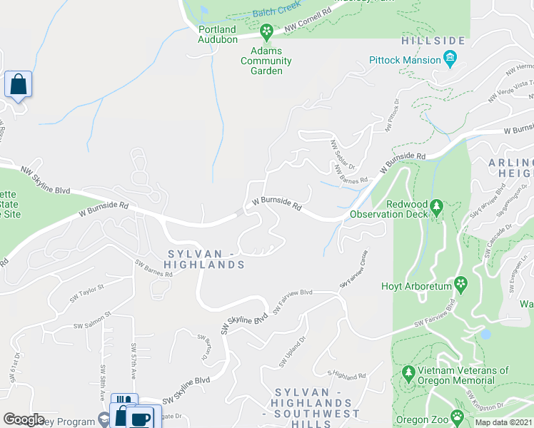 map of restaurants, bars, coffee shops, grocery stores, and more near 315 Southwest 48th Drive in Portland