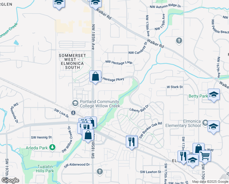 map of restaurants, bars, coffee shops, grocery stores, and more near 145 Southwest Salix Terrace in Aloha