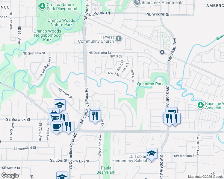 map of restaurants, bars, coffee shops, grocery stores, and more near 67 Southwest 212th Avenue in Beaverton