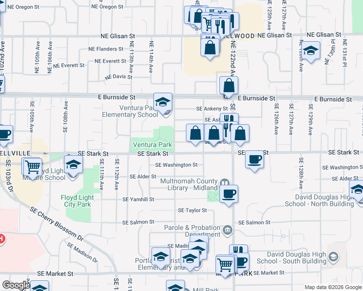 map of restaurants, bars, coffee shops, grocery stores, and more near in Portland